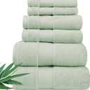 Alusa Home Ultra Soft & Plush Viscose from Bamboo Bath Towels - 700 GSM Luxury Bath Towels - 6 Piece Set - Super Absorbent & Quick Drying (Eucalyptus Green)