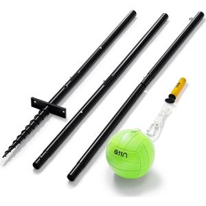 A11N SPORTS Portable Tetherball Set for Backyard, 10.5ft Adjustable Steel Pole with Spiral Ground Anchor, Soft PU Volleyball & Rope, Heavy Duty Outdoor Game for Family, Lawn, Camping & Party