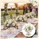 10 Pcs Metal Silver Compote Bowl Vase for Centerpiece 7.8'' Wide 6.3'' High Compote Pedestal Vases Champagne Flower Holder Indoor Outdoor for Wedding Birthday Home Party Decoration