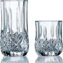 Luminarc Brighton Tumbler 15.75 Ounce Coolers & 8-9 Ounce On The Rocks Glasses, 16-Piece Mixed Set, Clear