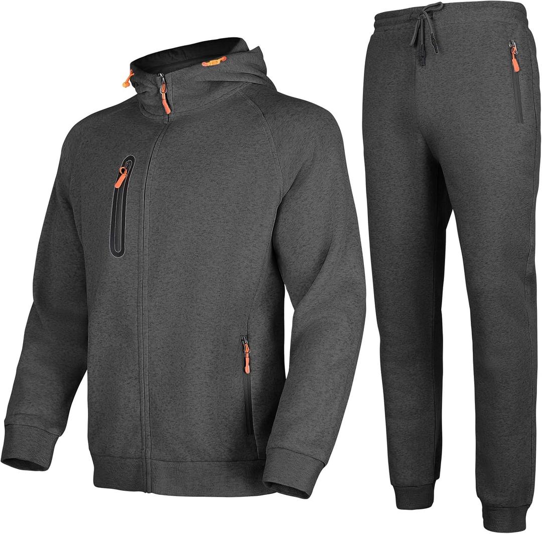 Sweatsuits for Men 2 Piece Hoodie Men's Jogging Tracksuit Set Casual Athletic Long Sleeve Outfit Pullover Suit Set, Grey 3XL
