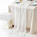 Suream Cheese Cloth Table Runner 120 Inch, White Long Table Runner for Wedding Party Baby Shower Birthday Home Decorations(6 Packs)