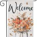 Fall Garden Flags 12x18 Inch Double Sided Autumn Floral Mason Jar Flag for Yard Outdoor Farmhouse Welcome Burlap Flowers Autumn Holiday Thanksgiving Decoration