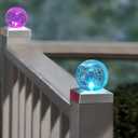 SUNNYPARK Solar Fence Post Cap Light, 4x4, Color Changing, Waterproof, Outdoor, Wooden or Vinyl Post, Garden Lights, Solar Powered, Crackle Glass Design (2 Pack)