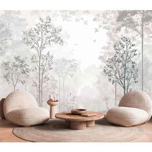 Foggy Forest Wallpaper Mural Vintage Woodland Large Wall Mural for Living Room Bedroom Bathroom (Not Self-Adhesive) (21.2" x 75")