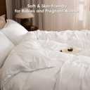 PHF 100% Cotton Muslin Duvet Cover Queen Size, 3-Layer Guaze Ultra Soft Breathable Textured Linen Like, 3pcs Bedding Comforter Cover Set for All Season, Duvet Set with 2 Pillow Shams, 90"x90", White