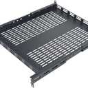 RIVECO 1U Adjustable Vented Server Rack Mount Shelf Adjustable Mounting Depth 19" to 38" Universal for 19" Network Equipment Black (495-960 deep)