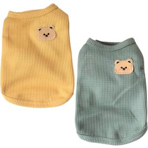 Cotton Dog Shirt Summer Lightweight Pet T-Shirts Soft Breathable Stretchy Cats Dogs Tee Shirt Sleeveless Vest Dog Apparel for Medium Small Dog Clothes 2PCS Yellow&Green