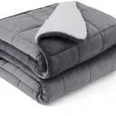 HOSUKKO Sherpa Flannel Weighted Blanket - 12 lbs Dual Sided Comfort Thick Heavy Blankets for Adults Soft Fluffy Flannel Cozy Warm Sherpa for Comfortable Relaxing Sleep, 48x72 inches Grey