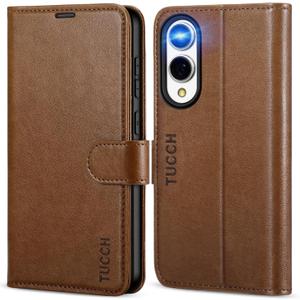 TUCCH Case Wallet for Galaxy S25 Edge, Magnetic PU Leather Kickstand RFID Blocking [4 Card Slots] Protective Flip Cover with [TPU Shockproof Interior Case] Compatible with Galaxy S25 Edge 6.7", Brown