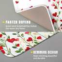 Valentines Day Dish Drying Mat for Kitchen Counter 18x16 Inch Green Red Heart Drying Mat with Absorbent Reversible Microfiber Holiday Love Dish Drainer Mats Rack Pad for Coffee Countertop Protector