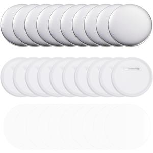 DMiotech 120 Sets 75mm 2.95 Inches Blank Pin Back Button Parts Buttons Metal Cover Plastic Button Back Clear Film for Party Gifts Clothes Hat Bags Decoration (Silver)