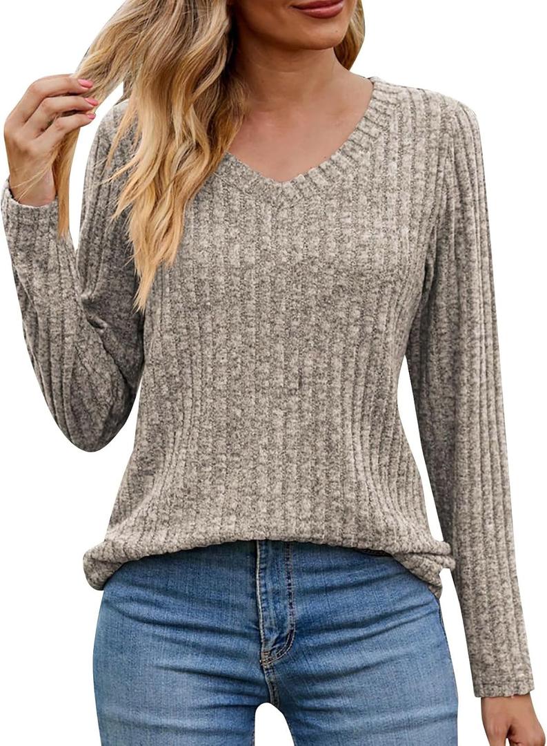 Long Sleeve Shirts for Women Casual Fall Tops Lightweight Tunic Sweaters Fashion Clothes Loose Fit 2025 Size M