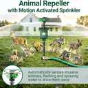 2 Packs Motion Activated Animal Repeller with Water Sprinkler, Solar Powered Deer Repellent Devices, IP65 Waterproof Cat Repellent Outdoor with Flashing Light, Deter Foxes Skunks Raccoons from Garden