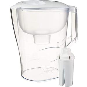 Amazon Basics Water Filter Pitcher for Fridge - 10-Cup Water Pitcher with Filter Compatible with Brita Water Pitchers & Dispensers for Clean, Crisp Water, WQA and NSF Certified, Made in Europe