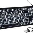 Large Print White Illuminated LED Backlit Keyboard for Mac, Full Size Computer Keyboards with Numeric Keypad Compatible with Apple Mac Pro/Mini, MacBook Pro/Air, iMac (Black, Large)