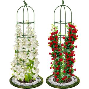 2 Pack Garden Obelisk Trellis for Climbing Plants, 71" Rustproof Metal Tower Plant Support Cages, Rose Trellis for Tomato Potted Flowers Vegetables Vines, Indoor Outdoor Garden Patio