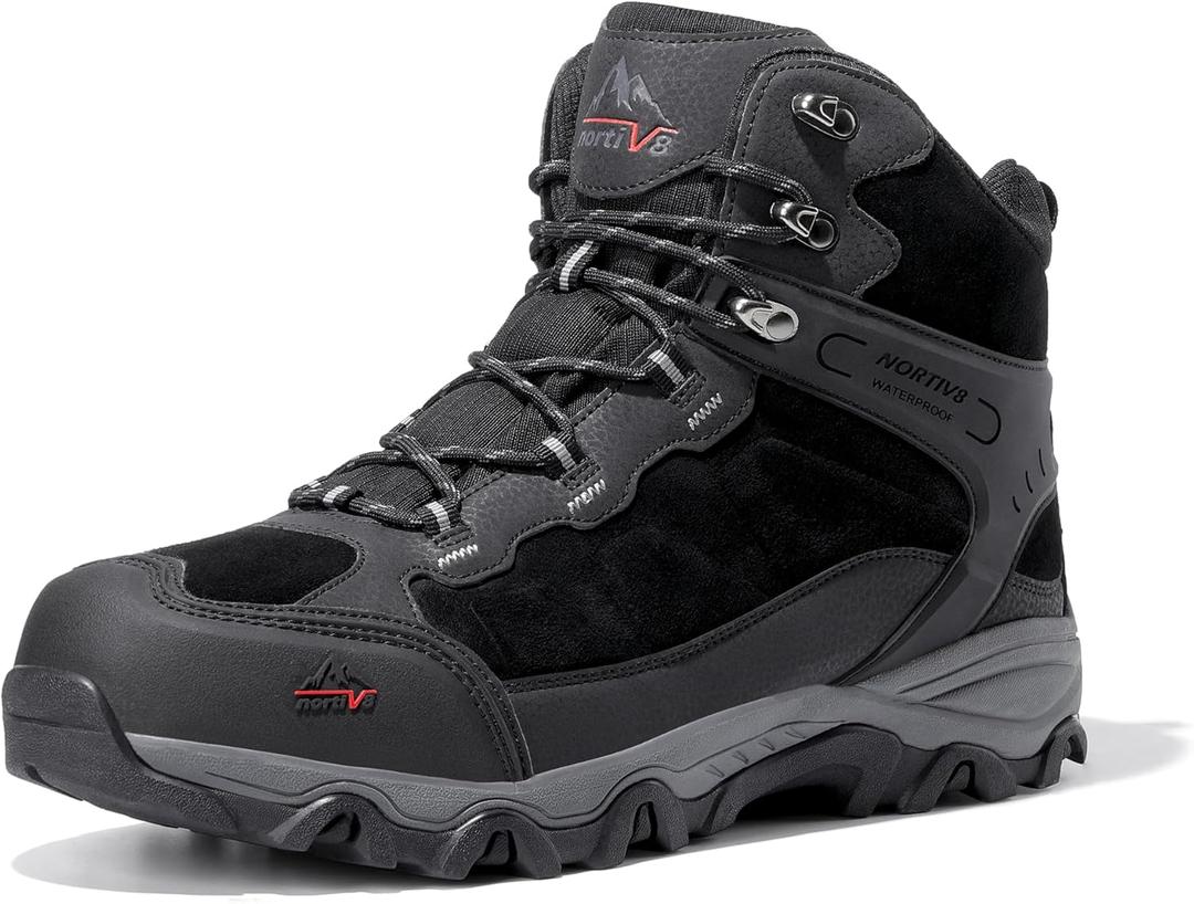 NORTIV 8 Men's Waterproof Hiking Boots Outdoor Mid Trekking Lightweight Mountaineering Shoes Paladin (11 Wide, Black)