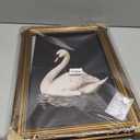Vintage White Swan Canvas Wall Art with Distressed Gold Frame - Ready-to-Hang Swan Pictures Wall Decor for Living Room, Bedroom, Bathroom & Office White Sw an Painting Framed - 16x24 Inch