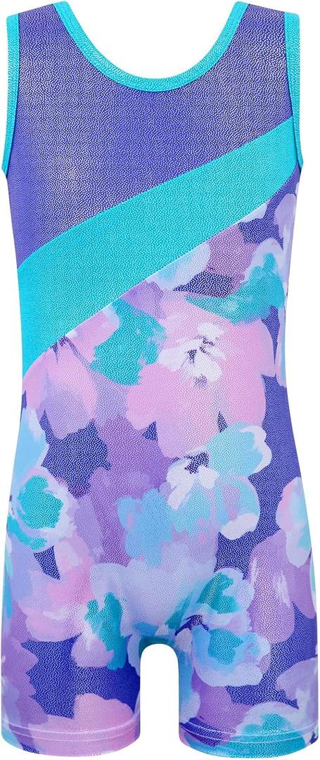 HOZIY Leotards for Girls Gymnastics Kids Children Biketard Snowflake Ribbon Blue Purple Hot Pink Sparkle 160