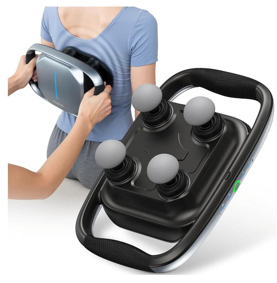 RENPHO Massage Gun Deep Tissue, Handheld Neck Massager with Replaceable 4-Head and Plate, Muscle Percussion Massage Tool for Neck, Back, Back Massager for Women Men, Quad, HSA Approved