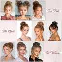 RUWISS Human Hair Bun Hair Piece Long Thin Straight Tousled Updo Bun Hair Pieces for Women Scrunchie Ponytail Extension 25g (Golden Chestnut Mixed Light Golden Blonde)