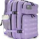 Lovelinks21 45L Tactical Assault Backpack 3 Day Assault Pack with MOLLE Waterproof Rucksack for Tactical Backpacks (Light Purple)