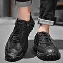 Men's Lightweight Waterproof Hiking Shoes Comfortable Leather Non-Slip Platform Slip On Trekking Trail Shoes Casual Fashion Outdoor Walking Work Sneakers, 9