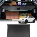 Powerty Retractable Trunk Cover for 2020 2021 Tesla Model Y 5-Seaters (Not for 7-Seaters), Retractable Trunk Cover Privacy Cover Truck Replacement for 2020 2021 Model Y Accessories (Canvas Texture)