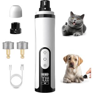 Silent Groom Pro Nail Grinder, 2026 Dog Nail Grinder 3 Speeds with LED Light & Rechargeable USB Charging Pet Nail Grinders for Dog Cat Home Use (White)
