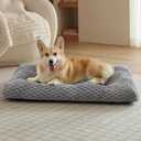 Bedsure Washable Dog Bed for Crate Large Sized Dog, Soft Fluffy Bubble Fleece Pet Bed Mat for Deep Sleep, Non-Slip and Machine Washable Kennel Sleeping Pad for Crate/Floor/Car, 35"x23"x3.5", Grey