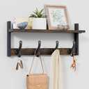 Tatub 20" Rustic Coat Rack Wall Mount with Shelf, Wall Hooks with Shelf, Heavy Duty Entryway Organizer Hangers for Hanging, Hat, Bag, Jacket for Bathroom, Living Room, Bedroom, Rustic Brown