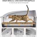 23.6"x15.7"x13.78" Stainless Steel Sifting Litter Box with Lid, XL Sifting Design for Pine Pellets, High Sides Metal Litter Box for Big Cats 7.9in Deep, Easy-to-Clean, Non-Stick
