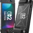 RHOTALL Dockable Case for Nintendo Switch 2 2025, Blade Series Heavy Duty Shockproof Anti-Slip Ergonomic Grip Cover with Clear Frosted Back, Slim Hard Protective Shell - Black