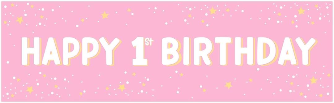 3 x 1st Birthday Decorations GirlPlastic Backdrop - 65" x 19.7" 1st Birthday Banner in Pink, Large First Birthday Decorations for Girl, Photography & Baby Party Supplies