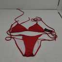 Women's Two Piece Bikini Swimsuit Sexy Ribbed Triangle Top Bathing Suits String Cheeky Bikini Sets (Large, Red)