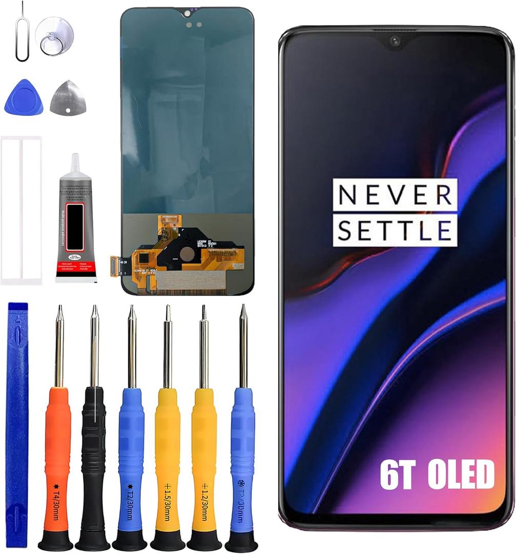 AMOLED Display [with Fingerprint Function] Compatible with Oneplus 6T [6.41 inch] A6010, A6013 Screen Touch Digitizer Assembly LCD Display with Repair kit