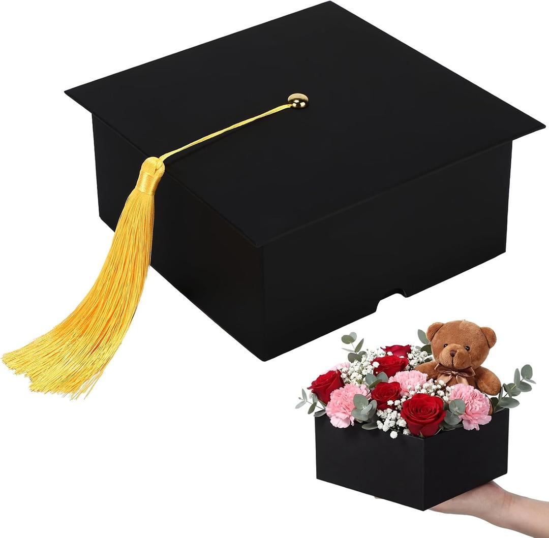 Spakon 1 Pcs 2026 Graduation Cap Gift Box Graduation Party Favor Candy Card Boxes Sturdy Black Cap Grad Candy Box with Tassel Craft DIY Gift for 2026 Grad Party Favor Supply Guest (7.87 x 7.87 Inch)