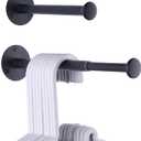 2 Pack Retractable Hanger Holder for Laundry Room, Wall Mount Organizer Rack for Lightweight Clothes, Space Saving Laundry Hook Rod, Keep Empty Hangers Handy, Black