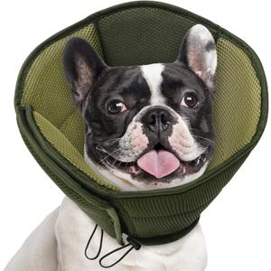 AOFITEE Dog Cone - Soft Cones Dog After Surgery, Comfy Cones for Dogs to Stop Licking, Adjustable Small Dogs Cone Collar for Wound Healing, Elizabethan Pet E-Collar, Army Green Small