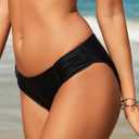 SWIMLANCE Women Low Rise Bikini Bottoms Full Coverage Ruched Swimsuits Swimwear Bathing Suit Bottom (Black, XS)