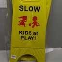 Slow Kids at Play Sign, Children at Play Safety Signs with Double-Sided Text and Graphics with Reflective Tape for Street Neighborhoods Schools Park Sidewalk Driveway Yellow 2Pack, Medium
