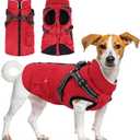 Winter Dog Coat with Harness Built in Waterproof Dog Jackets Warm Pet Fleece Vest Windproof Snow Jacket Snowsuit Reflective Dogs Cold Weather Coats for Puppy Small Medium Large Dogs Cats S