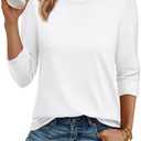 ATHMILE Womens 3/4 Length Sleeve Womens Tops Basic Tees (White, M)