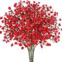 N&T NIETING 6Pcs Babys Breath Artificial Flowers,Real Touch Fake Red Flowers Faux Flowers Bouquets for Vase Home Office Wedding Spring Winter Indoor Outdoor Centerpiece Table Decorations