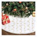 Christmas Tree Skirt 36 Inch, Holiday Part Decorations for Christmas Tree, Whit Plush Gold Sequin Snowflake Tree Shirt for Xmas