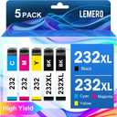 LEMERO 232XL Ink Cartridges Combo Pack Remanufactured for 232 Ink Cartridge for XP-4200 Printer Ink Cartridges Work with XP-4205 Workforce WF-2930 WF-2950 Printer (5 Pack)