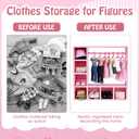 Doll Clothes Wardrobe with 10 Hangers, Upgraded Closet Organizer for 7-Inch Plush & Vinyl Dolls, Mini Doll Furniture for Outfit Display & Storage, Gift for Doll Collectors (Pink)