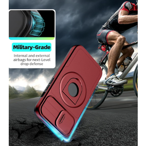 Samsung Galaxy S21 Ultra Case Magnetic Compatible with MagSafe Wireless Charging,with 2 Screen Protectors,Built-in Kickstand Ring+Camera Cover Anti-Scratch Shockproof Heavy Duty Protection, Red