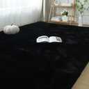 Fluffy Area Rug 5x7 Bedroom: Shag Rug for Bedroom - Area Rug 5x7 Black Plush Fuzzy Soft Carpet for Living Room